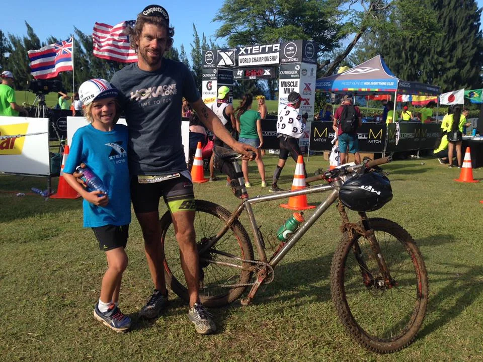 Olivier Lyoen et son fils à l'XTerra