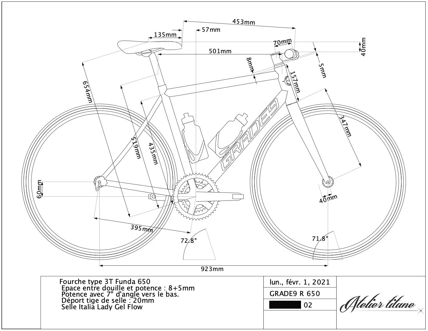 Un des derniers vélos titane en 650C que nous avons réalisé